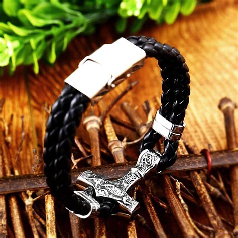 Scandinavian Thor S Hammer Bracelet Viking Style Stainless Steel North