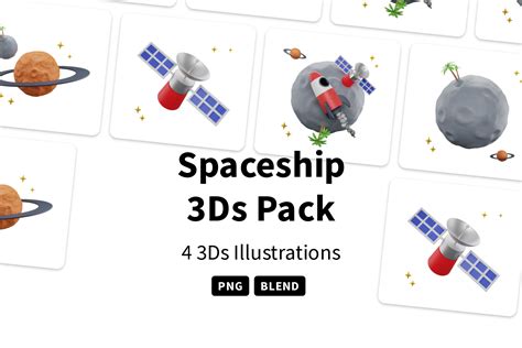 Free Spaceship 3D Illustration Pack - 4 Science & Technology 3D ...