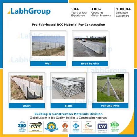 Prefab Precast RCC Walls Fencing Pole Barrier For Construction Work At