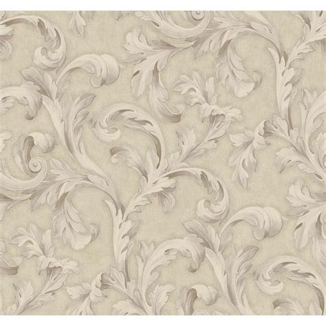 Seabrook Designs Bowman Leaf Scroll Unpasted Wallpaper Bed Bath