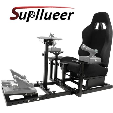 Supllueer Flight Racing Simulation Cockpit With Black Seat Fit Logitech