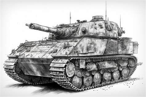 Premium AI Image | Tank design pencil sketch with realistic details and ...