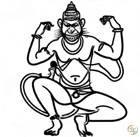 One Line Drawing Of LORD HANUMAN FULL BODY LOGO BLACK AND WHITE | Artificial Design