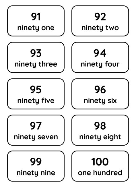 printable number words 1 100 words print - numbers 1 100 english esl ...