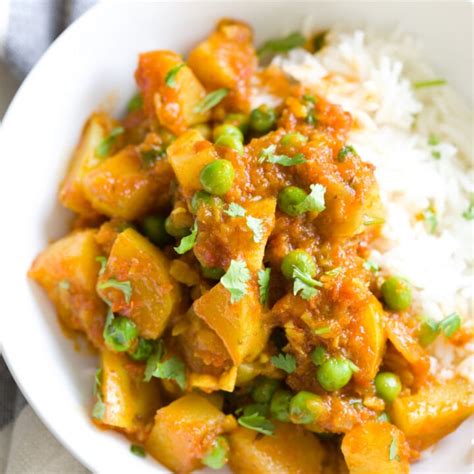 Aloo Matar Indian Peas Potatoes In Tomato Gravy Vegan