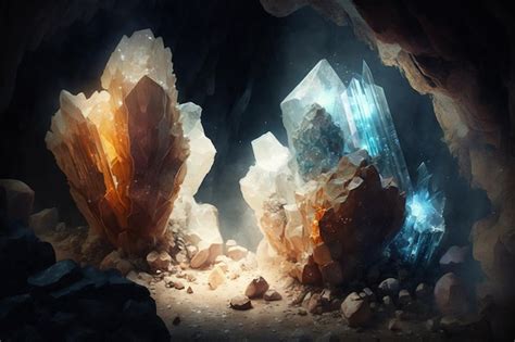 Premium AI Image | A cave with crystals and crystals