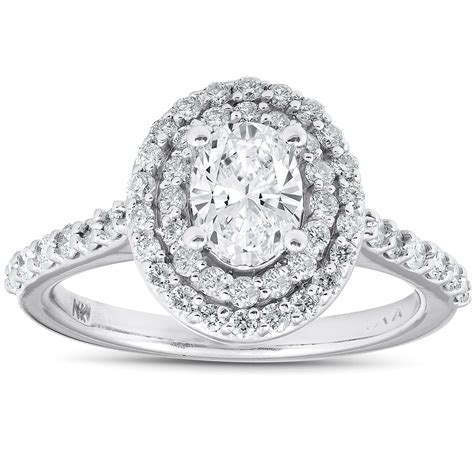 Pompeii 1 34ct Oval Diamond Double Halo Engagement Ring 14k White Gold