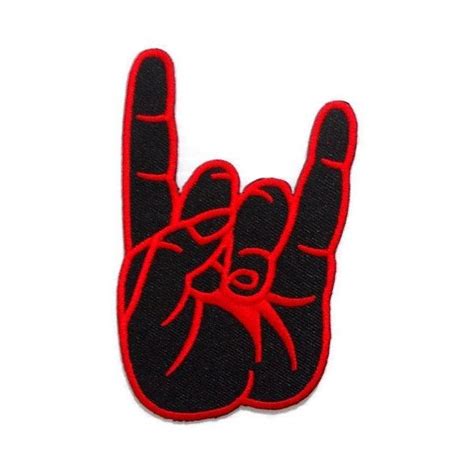 Black Color Rock and Roll Hand Sign New Sew on Iron On Patch... ($1.87 ...