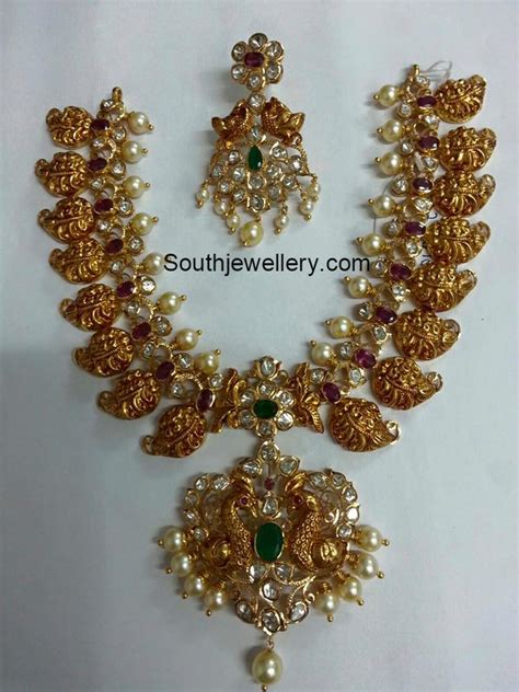 Peacock Nakshi Mango Necklace Indian Jewellery Designs