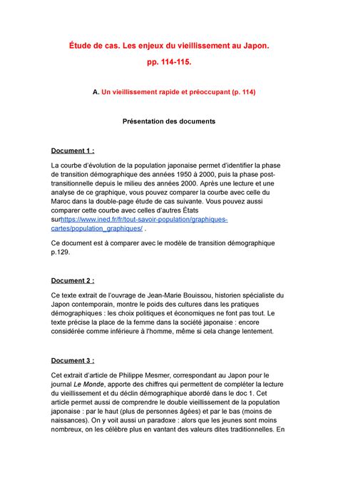 4 Étude de cas Japon Correction Étude de cas Les enjeux du