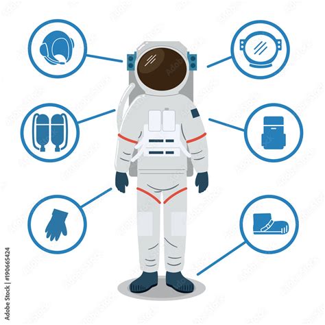 Astronaut space suit equipment. Helmet, gloves, shoes, bag, oxygen tank ...