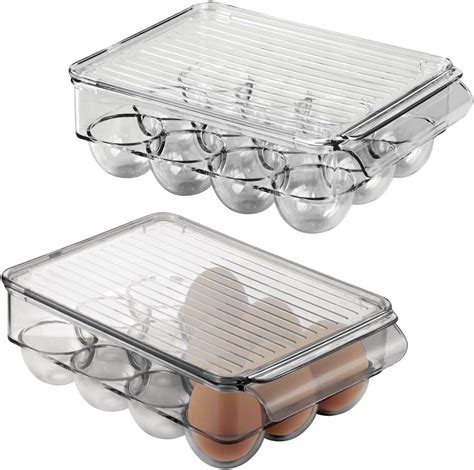 Amazon Mdesign Stackable Plastic Covered Egg Tray Holder Storage