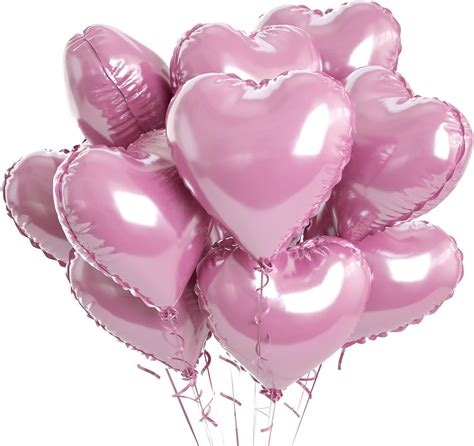 Biapian Pink Foil Heart Balloons 10pcs Pink Heart Shape