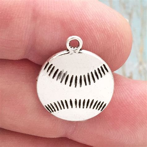 Bulk 12 Flat Silver Baseball Charm By Tijc Sp0799b Etsy Sports