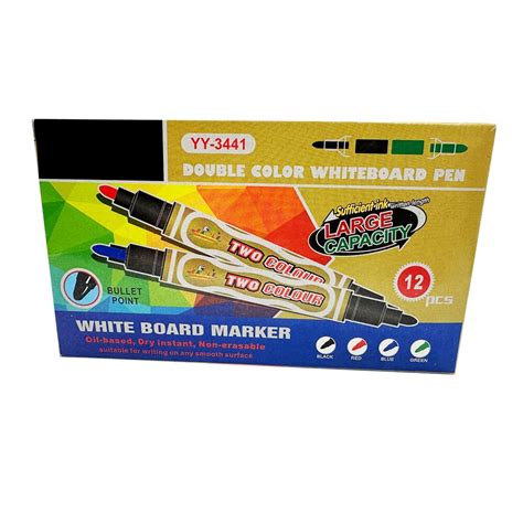 Set 12 Markere Whiteboard Two Colour Cu 2 Capete Vision XXI 4 Culori