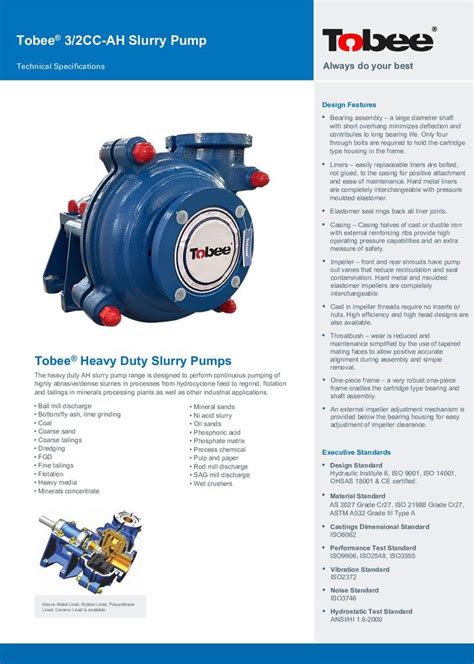 Tobee X Cc Ah Warman Pump Technical Data Sheet Warman Data Sheets