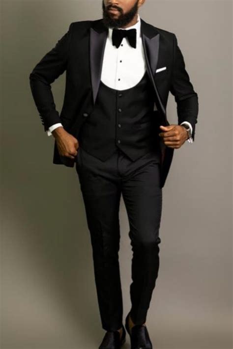 Man Wearing A Black Tuxedo Outfit Black Suit Wedding Tuxedo Wedding