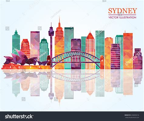 Vektor Stok Sydney City Skyline Siluet Rinci Ilustrasi Tanpa Royalti