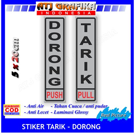 Jual Label Stiker Dorong Tarik Arah Buka Sticker Pintu Kantor Toko Kaca