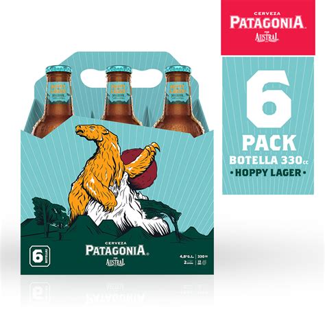 🍻 Pack 6 Un Cerveza Austral Patagonia Hoppy Lager 48° 330 Cc Oferta