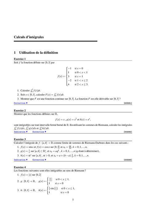 Exercices Calculs Dint Grales Exo Calculs Dint Grales Utilisation