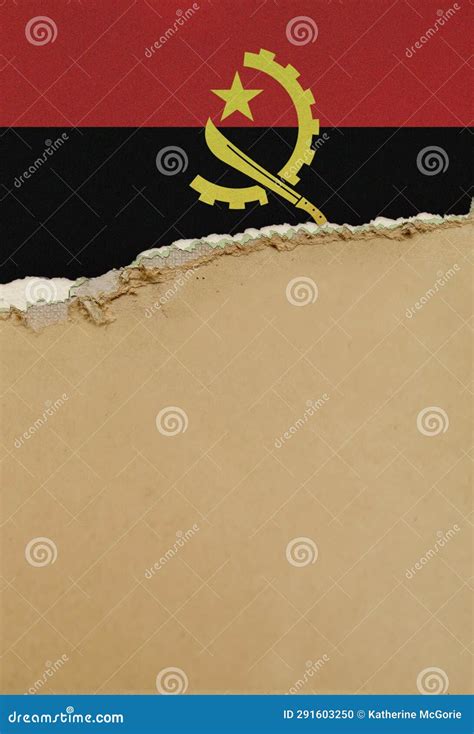 Angola Flag Background on Torn Wallpaper Stock Photo - Image of label ...