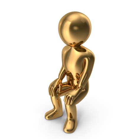 Gold Stickman Sitting 3D Object 2299450407 Shutterstock