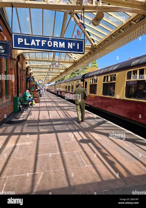 Scene from an old fashioned railway station in Loughborough, UK Stock ...