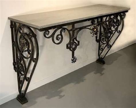 Wrought Iron Console Table With Stone Top T4636 Tyson Decorative