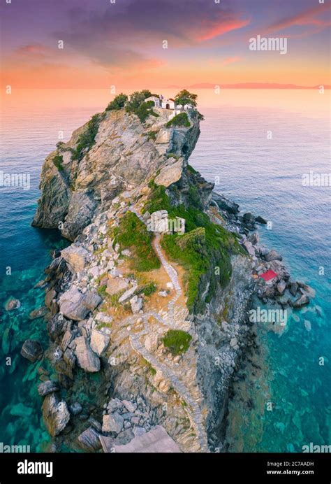 Aerial View Of The Famous Small Church Agios Ioannis Its Located In