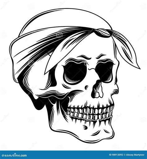 Skull In Bandana Stock Vector Illustration Of Monochrome