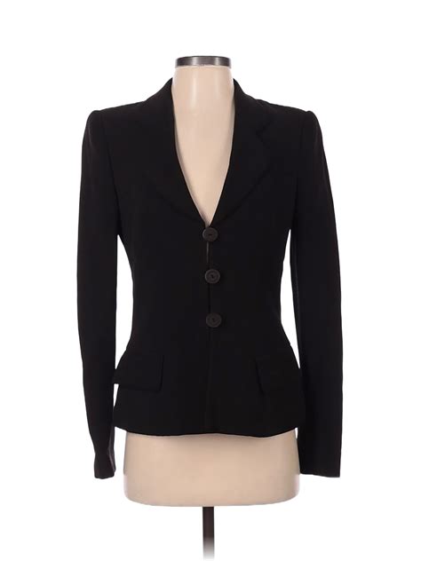 Giorgio Armani 100 Silk Solid Black Silk Blazer Size 38 It 88 Off