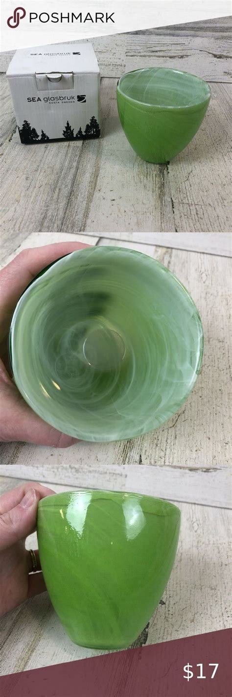 Sea Glasbruk Kosta Boda Bowl Votive Holder Candy Swedish Glass Green Swirl In 2023 Votive