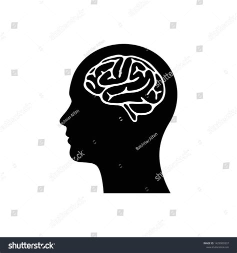 Silhouette Head Brain Vector Flat Illustation Stock Vector Royalty