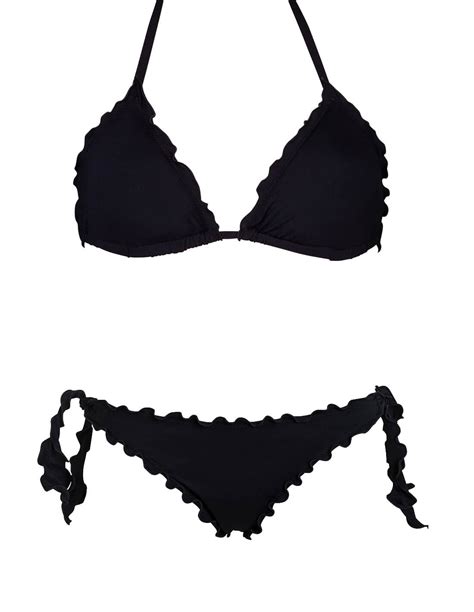 Bikini Triangolino Frou Frou Con Slip O Brasiliana Fiocchi Nero