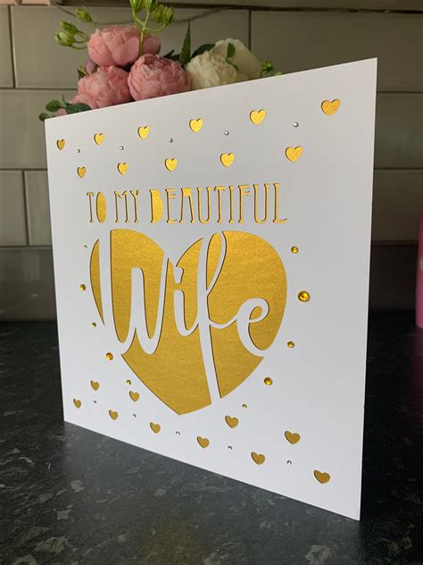 Wife Birthday Card Papercut Wife Card Happy Birthday Wife Etsy Uk