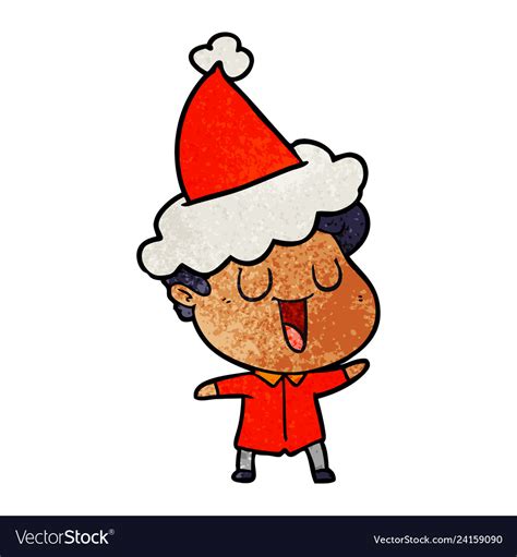 Laughing Textured Cartoon Of A Man Wearing Santa Vector Image