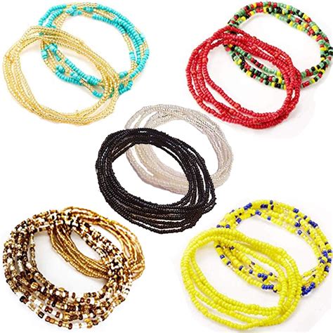 Tuoshei 10pcs Elastic Waist Beads African Belly Beads For