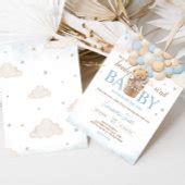 Teddy Bear Hot Air Balloon Baby Shower Invitation Zazzle