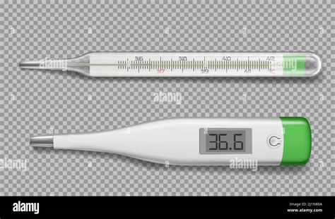 Realistic Thermometers Electronic And Mercury Glass Devices With Normal