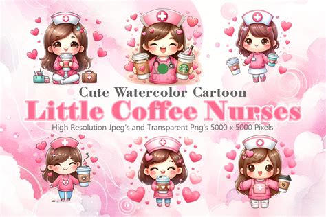 Watercolor Art Nurse Cute Cartoon Girls Graphic by SiddKidd Studio ...