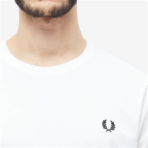 Fred Perry Logo T Shirt Snow White End Tw