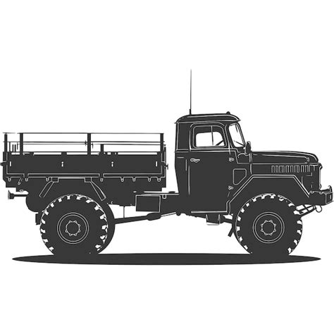 Premium Vector Silhouette Military Truck Black Color Only