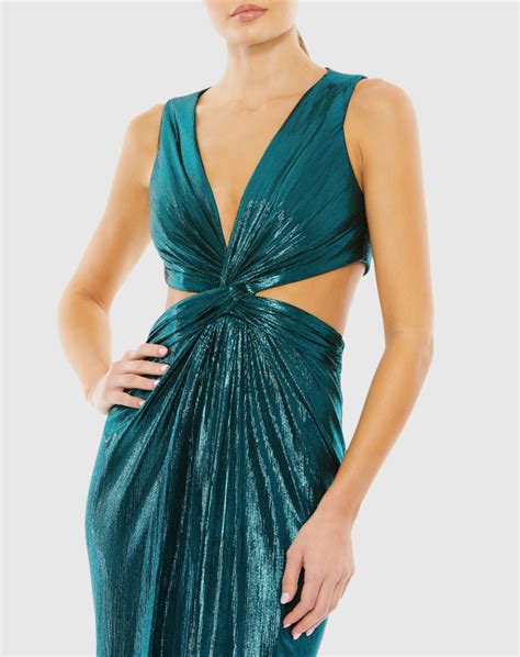 Metallic Cut Out Gown Mac Duggal