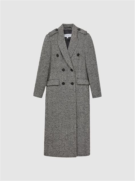 Reiss Jesse Wool Blend Herringbone Coat Reiss Usa