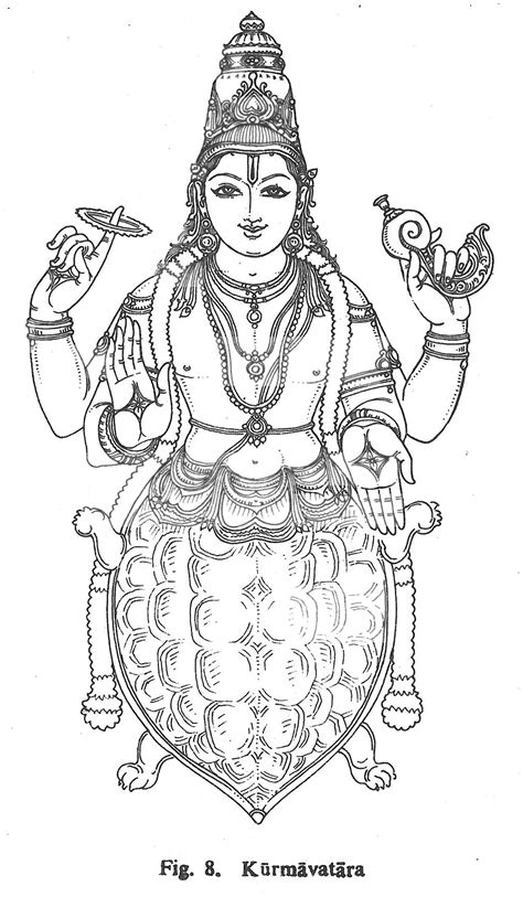 Hindu God Vishnu Drawing Sketch Coloring Page