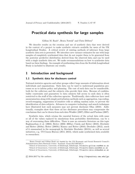 Pdf Practical Data Synthesis For Large Samples