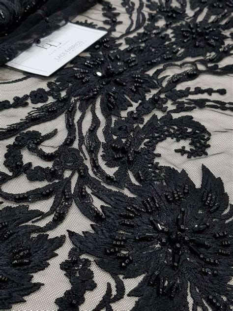 Black Beaded Lace Fabric Lace To Love