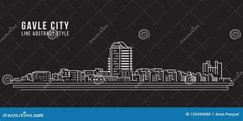 Cityscape Building Line Art Vector Illustration Design Gavle City Stock Vector Illustration