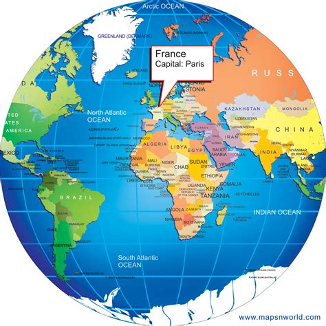 france on map of world